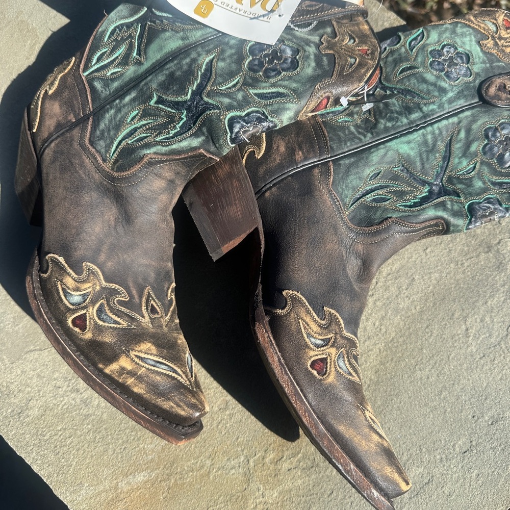 Dan Post Floral Embroidered Cowboy Boots